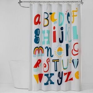 Pillowfort Target ABC shower curtain 72” x 72”